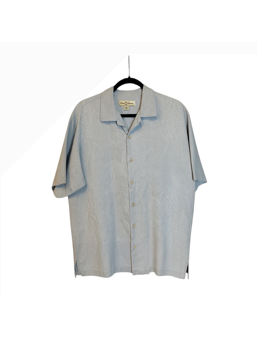 Tommy Bahama Men's Medium Light Blue 100% Silk Short Sleeve